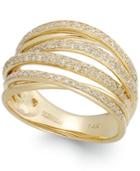 D'oro By Effy Diamond Crossover Ring In 14k Gold (1/2 Ct. T.w.)