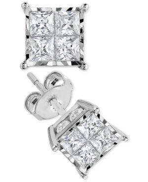 Trumiracle Princess-cut Diamond Stud Earrings (1 Ct. T.w.) In 14k White Gold