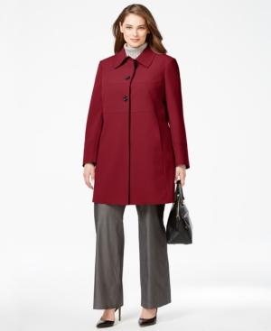 Larry Levine Plus Size Seam-detailed Walker Coat