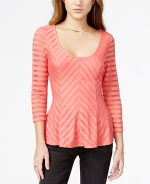 Guess Fishnet-detail Peplum Top