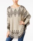 Ny Collection Petite Fringe Poncho Sweater