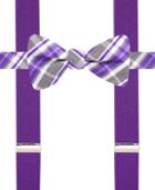 Alfani Spectrum Charcoal Plaid Pre-tied Bow Tie And Suspender Set, Only At Macy's