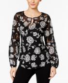 Inc International Concepts Lace-inset Peasant Top, Only At Macy's
