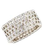 Anne Klein Silver-tone Crystal Stretch Cuff Bracelet