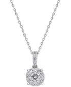 Diamond Cluster Circle Pendant Necklace (1/2 Ct. T.w.) In 14k White Gold