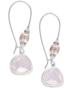 C.a.k.e. By Ali Khan Silver-tone Pink Crystal Drop Earrings