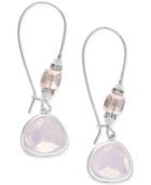C.a.k.e. By Ali Khan Silver-tone Pink Crystal Drop Earrings