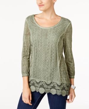 Style & Co Crochet-hem Top, Created For Macy's