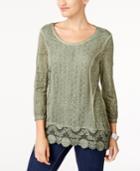 Style & Co Crochet-hem Top, Created For Macy's