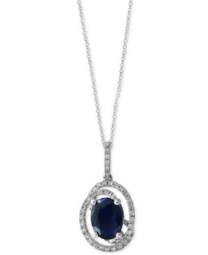 Effy Final Call Sapphire (1-9/10 Ct. T.w.) And Diamond (1/4 Ct. T.w.) Pendant Necklace In 14k White Gold