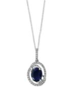 Effy Final Call Sapphire (1-9/10 Ct. T.w.) And Diamond (1/4 Ct. T.w.) Pendant Necklace In 14k White Gold
