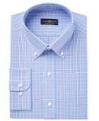 Club Room Estate Men's Classic-fit Wrinkle-resistant Blue Purple Check Dress Shirt, Only At Macy's