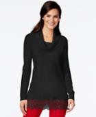 Alfani Prima Cowl-neck Lace-hem Sweater, Only At Macy's