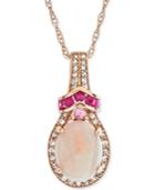 Multi-gemstone (1-3/8 Ct. T.w.) & Diamond (1/6 Ct. T.w.) 18 Pendant Necklace In 14k Rose Gold