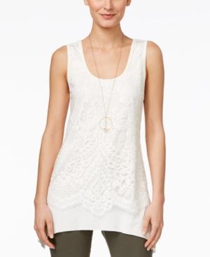 Karen Kane Lace Handkerchief-hem Tank Top