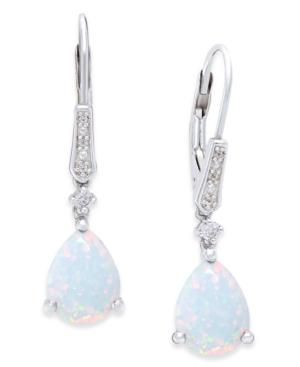 Opal (3-5/8 Ct. T.w.) And Diamond Accent Drop Earrings In Sterling Silver