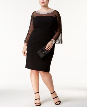 Alex Evenings Plus Size Embellished Illusion Dress