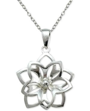 Openwork Flower Pendant Necklace In Sterling Silver