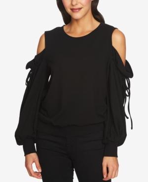 1.state Draped Cold-shoulder Drawstring Top
