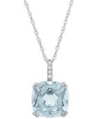 Aquamarine (2-5/8 Ct. T.w.) And Diamond Accent Pendant Necklace In 14k White Gold