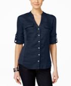 Inc International Concepts Tab-sleeve Utility Blouse, Only At Macy's