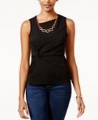 Lily Black Juniors' Knotted Necklace Top