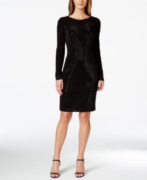 Calvin Klein Embellished Long-sleeve Bodycon Dress