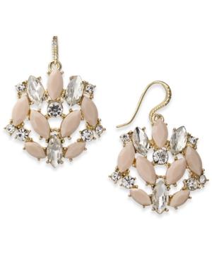 Charter Club Gold-tone Crystal & Pink Stone Drop Earrings, Created For Macy's