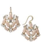 Charter Club Gold-tone Crystal & Pink Stone Drop Earrings, Created For Macy's
