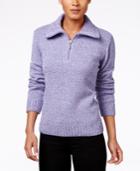 Karen Scott Marled Zip-neck Sweater, Only At Macy's