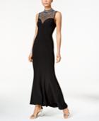 Vince Camuto Embellished Mock-neck Gown