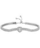 Tiara Heart Cubic Zirconia Bolo Bracelet In Sterling Silver