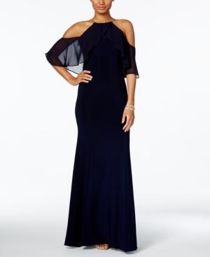 X By Xscape Cold-shoulder Halter Gown