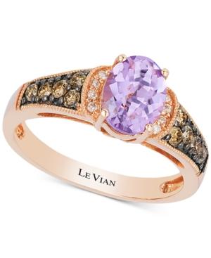 Le Vian Chocolatier Amethyst (1 Ct. T.w.) And Diamond (1/4 Ct. T.w.) In 14k Rose Gold