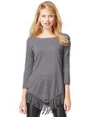 Inc International Concepts V-hem Fringed Tunic Sweater, Only At Macy's