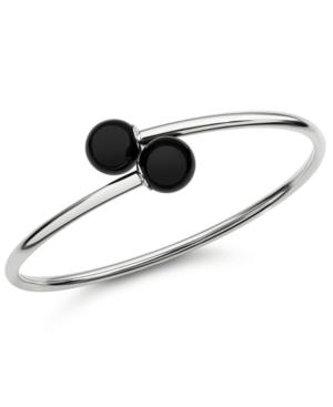 Onyx Bangle Bracelet In Sterling Silver (10mm)