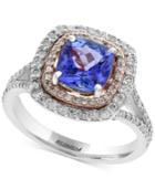 Effy Final Call Tanzanite (1-5/8 Ct. T.w.) And Diamond (3/4 Ct. T.w.) Ring In 14k White And Rose Gold
