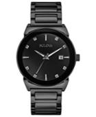 Bulova Men's Diamond Accent Black-tone Stainless Steel Bracelet Watch 41mm 98d121