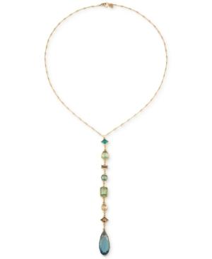 Carolee Gold-tone Multi-crystal Lariat Necklace
