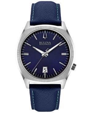 Bulova Accutron Ii Men's Surveyor Blue Leather Strap Watch 41mm 96b212