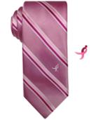 Susan G. Komen Breast Cancer Men's Stripe Bar Tie & Lapel Pin Set