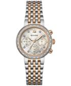 Bulova Women's Chronograph Maiden Lane Diamond Accent Two-tone Stainless Steel Bracelet Watch 30mm 98r215