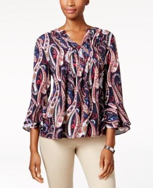 Charter Club Printed Pintucked Top, Created For Macy's