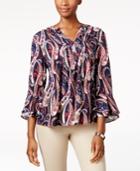 Charter Club Printed Pintucked Top, Created For Macy's