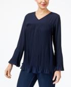 Style & Co Pleated Bell-sleeve Blouse, Created For Macy's