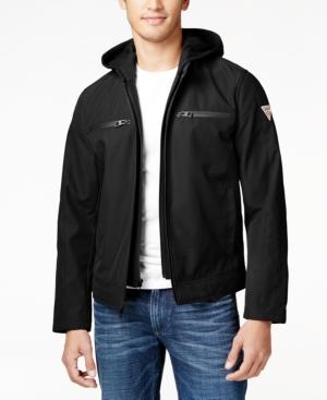 Guess Men's Detachable-hood Full-zip Motorcycle Jacket
