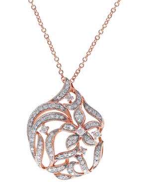 Effy Diamond Pave Flower Pendant Necklace In 14k Rose Gold
