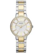 Fossil Women's Virginia Crystal Accent Two-tone Stainless Steel Bracelet Watch 34mm Es3503