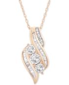 Wrapped In Love Diamond Three-stone 18 Pendant (1/2 Ct. T.w.) In 14k Gold, Created For Macy's