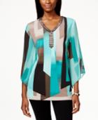 Jm Collection Petite Printed Embellished Tunic, Only At Macy's